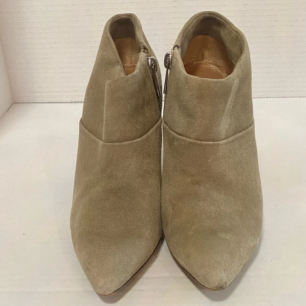 Coach Oakdale Bootie Slate suede/leather wedge booties size 5.5